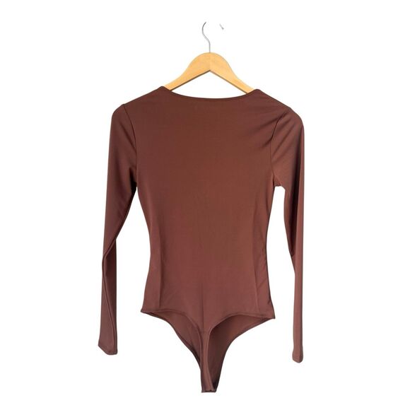 Abercrombie & Fitch Brown Long-Sleeve Slinky Hook-and-Eye Bodysuit Size S - Picture 3 of 10